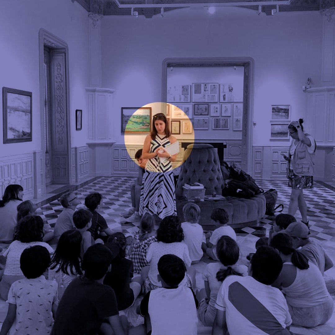 Maria Luisa, Gemma y Andrea en el Museo de la Ciudad en la Escuela de Verano